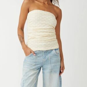 NWT Free People Ona Convertible Tube Top / Ruched Skirt in Cream
